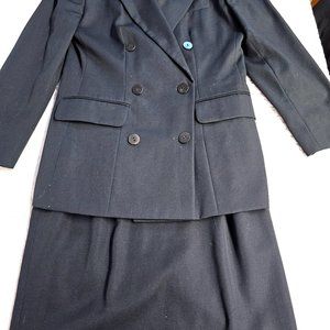 TALBOT'S PETITE BLACK SUIT - JACKET DOUBLED BREASTED SIZE 2, SKIRT SIZE 6